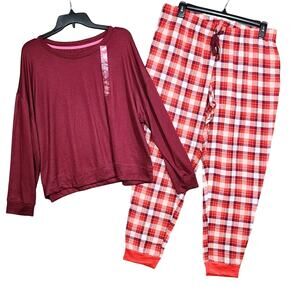 Jenni‎ Pajama Set Lounge Wear Long Sleeve Top Flannel Jogger Style Bottoms XL